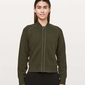 Lululemon On Repeat Bomber Women’s Zip Sweater Jacket Dark Olive Size 4
